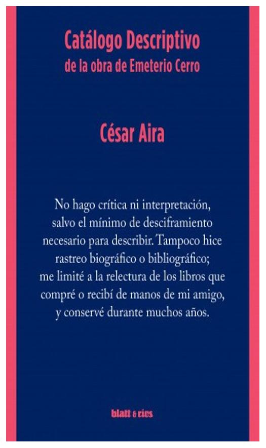 Catalogo Descriptivo De La Obra De Emeterio Cerro